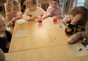 Dzieci podczas smakowania ciasteczek