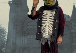 dziecko w stroju karnawałowym na sztucznie generowanym tle