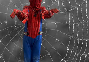 dziecko w stroju karnawałowym na sztucznie generowanym tle