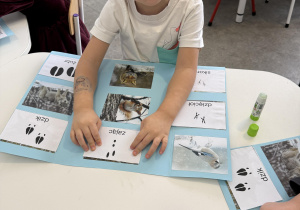 dzieci przy stołach wykonują karty pracy