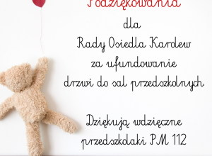 Podziękowania dla Rady Osiedla Karolew